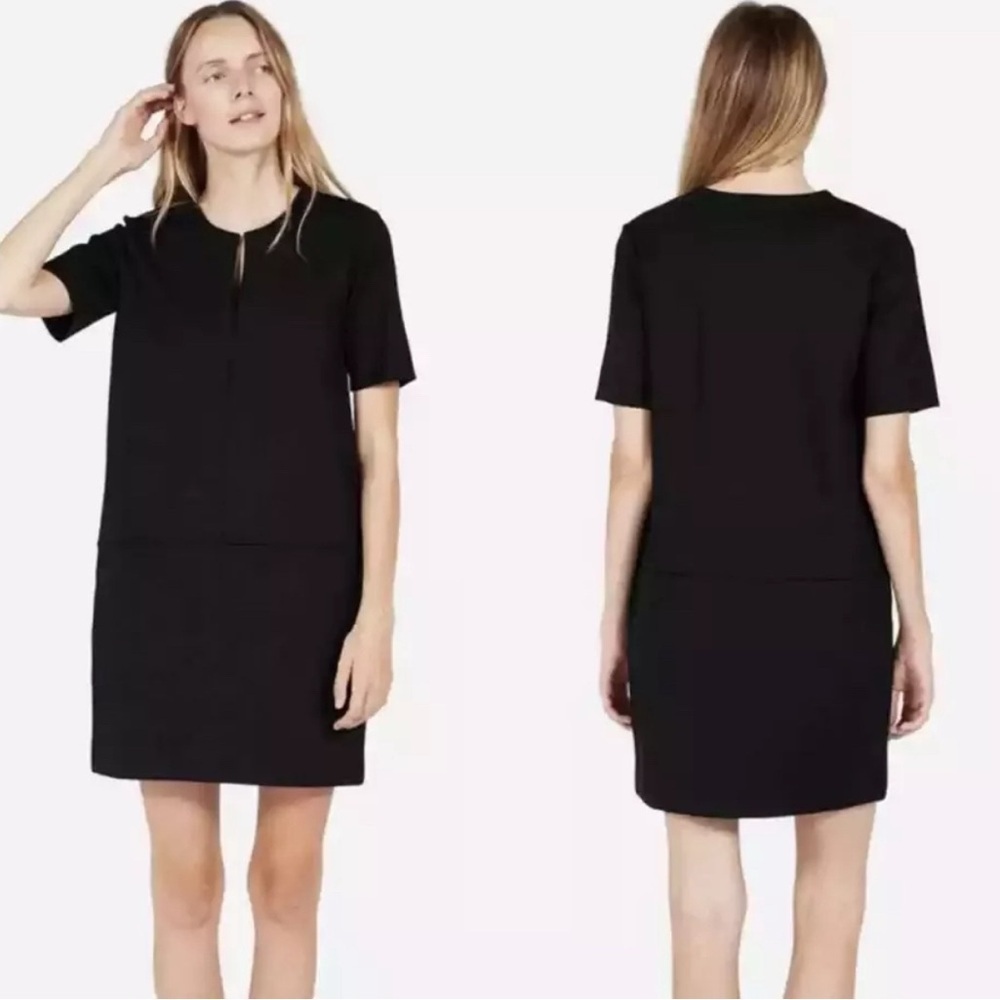Everlane The Ponte Short-Sleeve Dress Medium Black